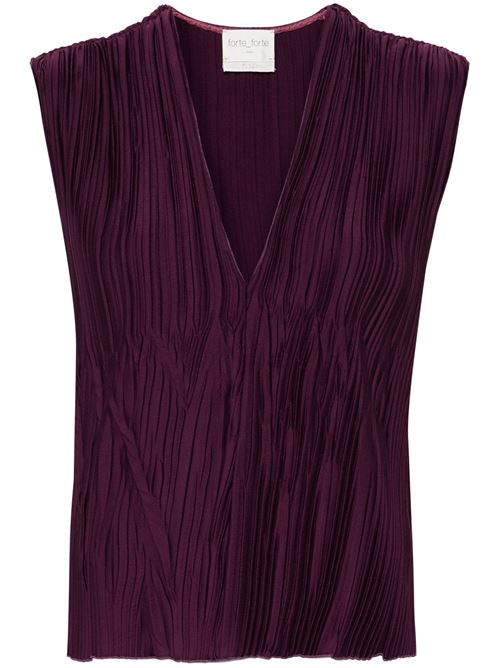 Purple fully pleated V-neck top Forte forte | 12894BOLERO